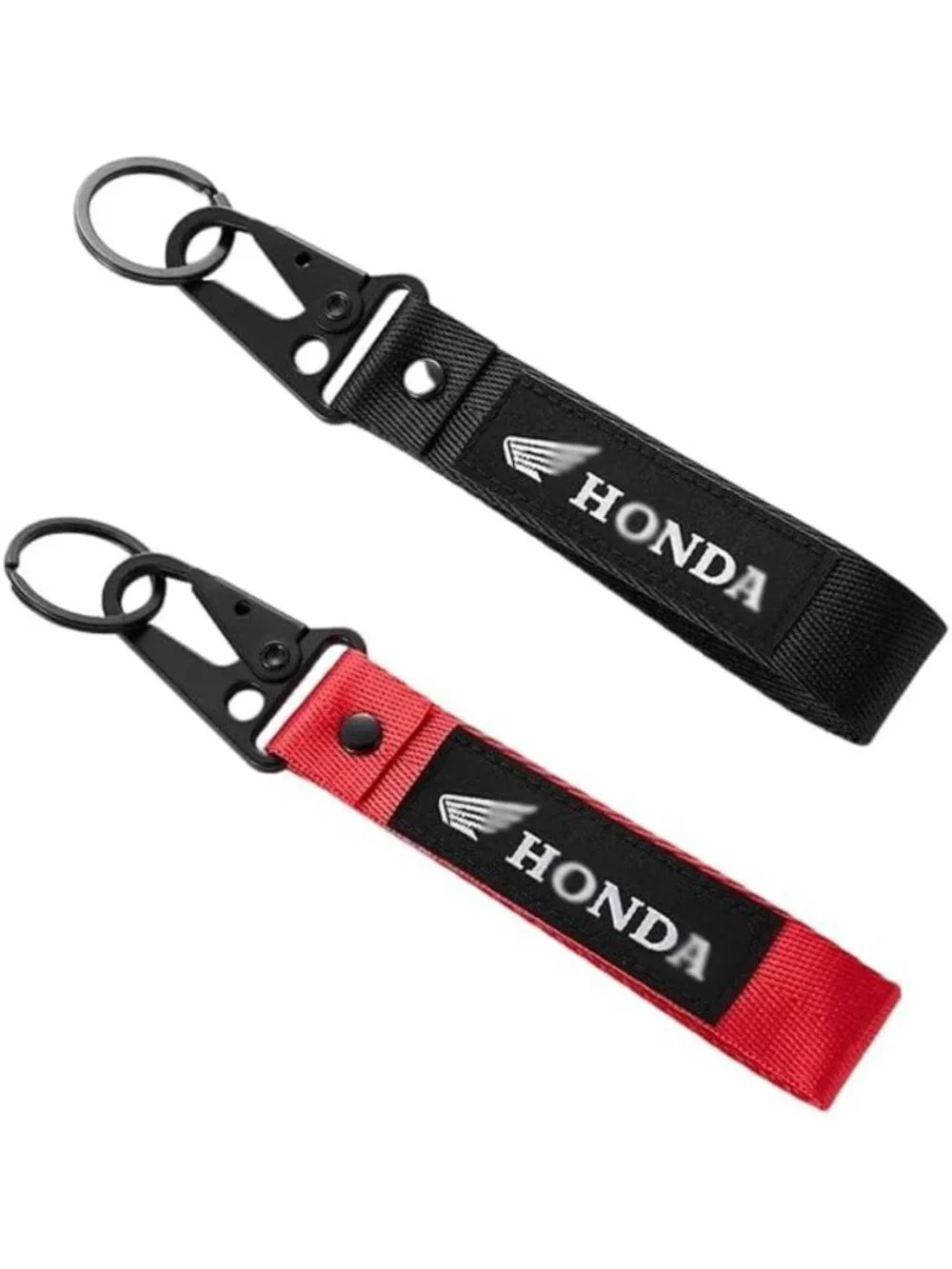Stylish Black & Red Motorcycle Keychains - Set of 2 Fabric Key Fobs for Men